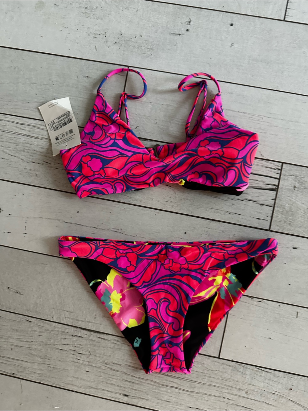 Maaji Girls' Pink & Black Floral Wave Bikini Set